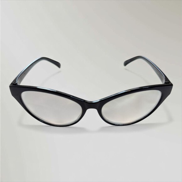 Betsey Johnson Reading Glasses Black Large Cat Eye Readers +2.50 Clear Lens - Picture 4 of 8